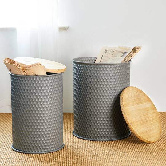 Glitzhome® Metal Storage Accent Table with Solid Wood Lid Set